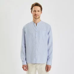 Chemise Regular Col Mao Rayures Lin -Trendy Soldes 1003792 19000 V2