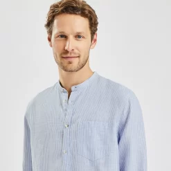 Chemise Regular Col Mao Rayures Lin -Trendy Soldes 1003792 19000 V4