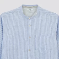Chemise Regular Col Mao Rayures Lin -Trendy Soldes 1003792 19000 V8