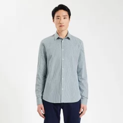 Chemise Slim Rayures Coton Viscose -Trendy Soldes 1003896 16000 V2