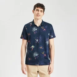 Polo Manches Courtes En Jersey Slub Imprimé