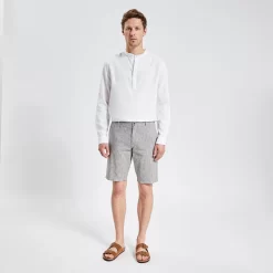 Bermuda En Lin Et Coton Rayé -Trendy Soldes 1004118 11289 V2