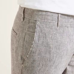 Bermuda En Lin Et Coton Rayé -Trendy Soldes 1004118 11289 V4