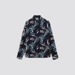 Chemise Slim Imprimé Feuilles Viscose -Trendy Soldes 1004168 11214 V11