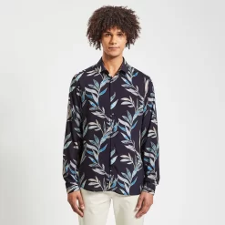 Chemise Slim Imprimé Feuilles Viscose -Trendy Soldes 1004168 11214 V2