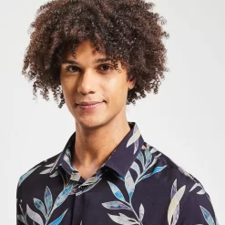 Chemise Slim Imprimé Feuilles Viscose -Trendy Soldes 1004168 11214 V4