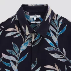 Chemise Slim Imprimé Feuilles Viscose -Trendy Soldes 1004168 11214 V8