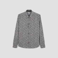 Chemise Slim Imprimé Fleur Coton Biologique -Trendy Soldes 1004257 12527 V11