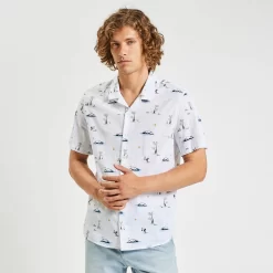 Chemisette Regular Imprimé Paysages Coton Flammé