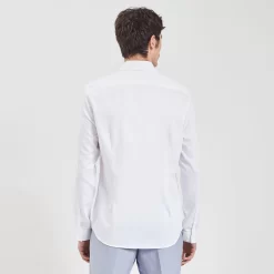 Chemise Slim Unie Stay Black/white Coton -Trendy Soldes 720130 9010 V3