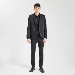 Chemise Slim Unie Stay Black/white Coton -Trendy Soldes 720130 9020 V6