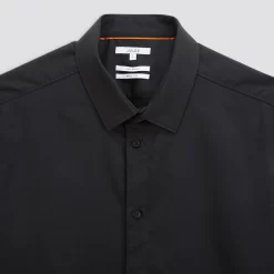 Chemise Slim Unie Stay Black/white Coton -Trendy Soldes 720130 9020 V8