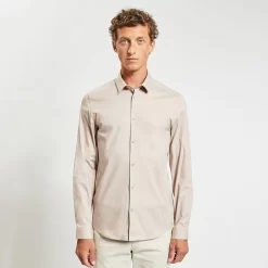 Chemise Slim Unie Coton Biologique Stretch -Trendy Soldes 726637 10101 V2