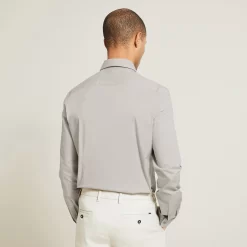 Chemise Slim Unie Coton Biologique Stretch -Trendy Soldes 726637 10101 V3