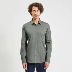 Chemise Slim Unie Coton Biologique Stretch -Trendy Soldes 726637 11520 V2