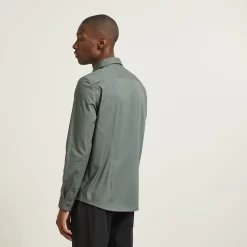 Chemise Slim Unie Coton Biologique Stretch -Trendy Soldes 726637 11520 V3