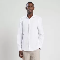 Chemise Slim Sans Repassage Unie Coton