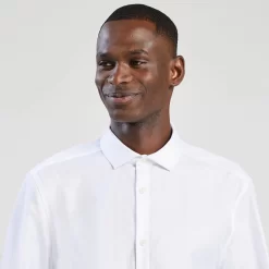 Chemise Slim Sans Repassage Unie Coton -Trendy Soldes 726646 9010 V4