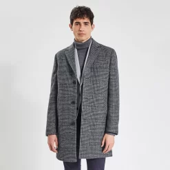 Manteau Col Tailleur à Carreaux