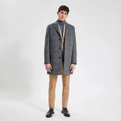 Manteau Col Tailleur à Carreaux -Trendy Soldes 728023 1280 V6