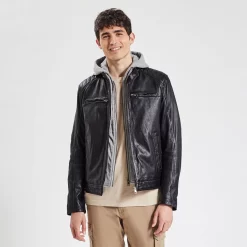 Blouson Cuir Col Biker