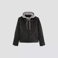 Blouson Cuir Col Biker -Trendy Soldes 728694 9020 V11