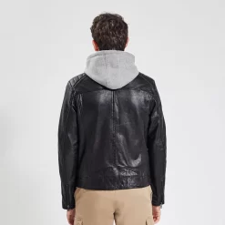 Blouson Cuir Col Biker -Trendy Soldes 728694 9020 V3