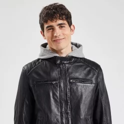Blouson Cuir Col Biker -Trendy Soldes 728694 9020 V4